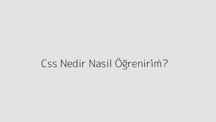 Css Nedir? Nasil Öğreni̇ri̇m?