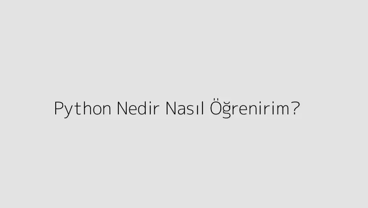 Python Nedir? Nasıl Öğrenirim?